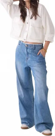 Summum Wide Leg Soft Jeans In Bleached Denim