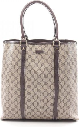 Gucci Beige Brown Pvc Leather Handbag Tote Bag (Pre-Owned)