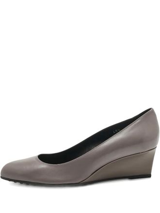 Tod's wedge leather pumps - Grey