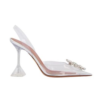 Amina Muaddi Pumps, female, Gray, Size: 8 1/2 US Begum Glass Sling Pumps