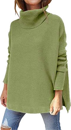 Generic Roll Neck Jumpers For Women Uk, Turtle Neck Plain Sweater, Baggy Casual Knitwear, Pure Color Plain Tunic Pullover Tops Comfortable Warm Long Sleeve Ju