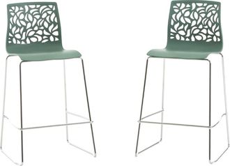 Siediti Fuori e Dentro Pareja de taburetes de cocina de resina con fibra de vidrio salvia