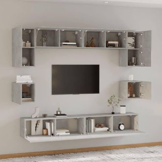Berkfield Home Classic 8 Piece TV Cabinet Set Concrete Grey Engineered Wood