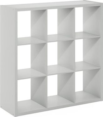 Furinno Cubicle Open Back Decorative Cube Storage Organizer, 9-Cube, Light Grey