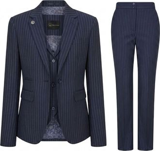 TruClothing Classic Suit 3 Piece Pinstripe Tailored Fit Business Ladies Dress