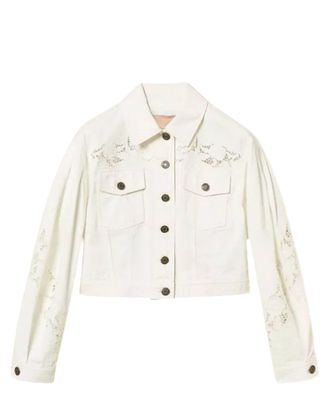 Twin-Set Cropped Jacket with Lace Cut-Out Details