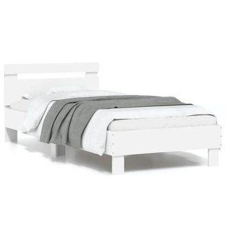 Berkfield Home Bed Frame with Headboard & LED Lights White 90x190 cm Single