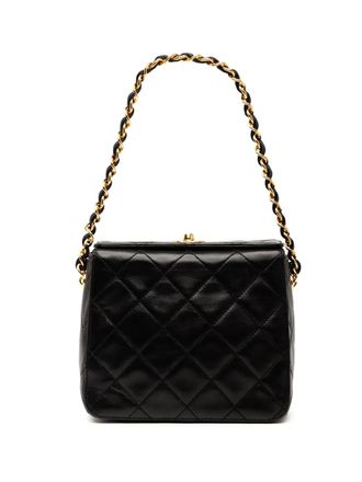 Chanel 1996-1997 CC Quilted Lambskin Turnlock handbag - women - Lambskin - One Size - Black