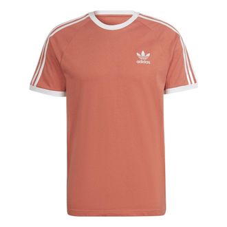 adidas Mens adidas originals 3-Stripes Tee Logo Stripe Round Neck Pullover Short Sleeve Brown T-Shirt HK7276