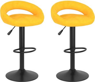 vidaXL Taburetes De Cocina 2 Unidades Terciopelo Amarillo Mostaza Vidaxl