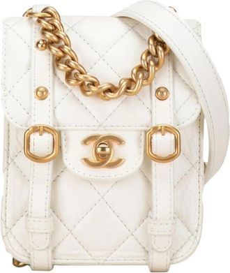 Chanel Pre-owned 22 Mini Flap Bag (Mini Crinkled Calfskin City School Flap) - Dames - Vintage Mini Tas - Wit - ONE Size - Leer - Vintage