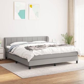 vidaXL Cama Box Spring Con Colch&oacute;n Tela Gris Claro 160x200 Cm Vidaxl