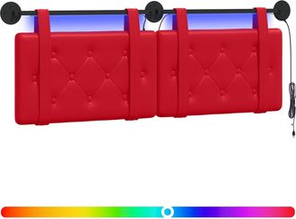 vidaXL Cabecero Colgante Con Luz Led Rojo Cuero Sint&eacute;tico Vidaxl
