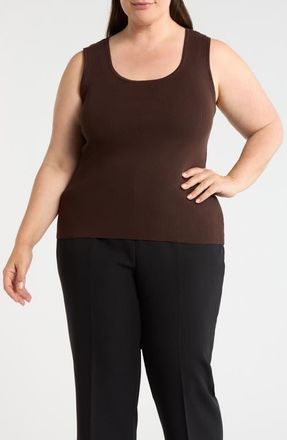 Tahari by ASL Scoop Neck Sweater Tank in Espresso at Nordstrom, Size 3 X