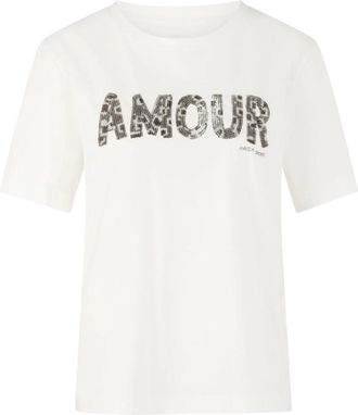 Marc Cain T-shirt met pailletten - Dames - T-shirts - Wit - S - Pailletten - Tops