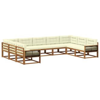 vidaXL Conjunto De Sof&aacute;s De Exterior 9 Uds. Natural Y Crema Vidaxl