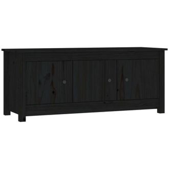 vidaXL Mueble Zapatero De Madera Maciza De Pino Negro 110x38x45,5 Cm Vidaxl