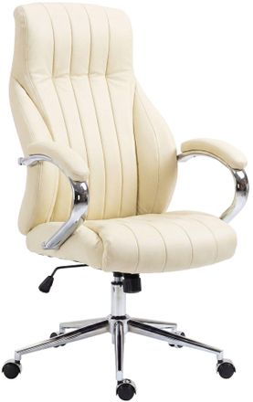 Clp Clp - Silla De Oficina Wigan En Cuero Real Crema