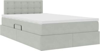 vidaXL Bed with Mattress with Headboard Light Grey 120 x 200 cm Velvet vidaXL
