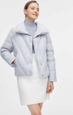 Bosideng Womens Short Goose Down Jacket With Lapel - Light Blue - Size 12 UK