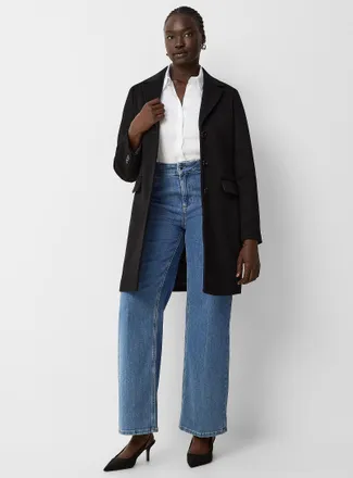 Contemporaine Womens Three-button mid-length reprocessed wool overcoat