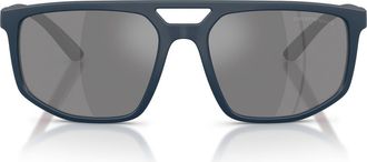 Emporio Armani 58mm Pilot Sunglasses in Blue /Grey Mirror Silver at Nordstrom