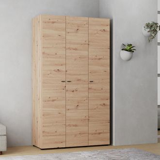 Dmora Armario 3 Puertas Ronco, Ropero Dormitorio Perchero, 4 Estantes, 3 Puertas, 117x52 Cm Marr&oacute;n Roble Nodo