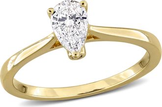 Mimi & Max 1/2ct TW Pear-Shape Lab-Grown Diamond Solitaire Engagement Ring with Side Accents in Sterling Silver