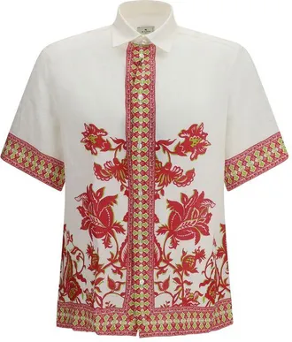 Etro Multicolor Linen Pattern Mens Shirt