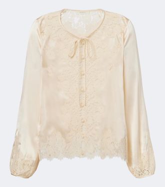 D&ocirc;en D&ocirc;en Blusa Lucine in raso di seta con pizzo
