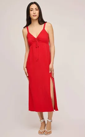 Gentle Fawn Cairo Linen Midi Dress In Red