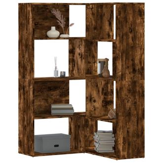 Berkfield Home Corner Bookcase 4-Tier Smoked Oak 85x85x140 cm Engineered Wood in Brown | Size: 85 x 85 x 140 cm