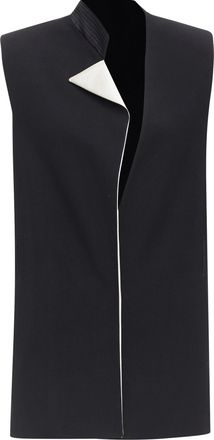 Lanvin wool silk trimmed padded boxy vest