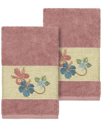 Linum Home Textiles 100% Turkish Cotton Caroline 2Pc Embellished Hand Towel Set