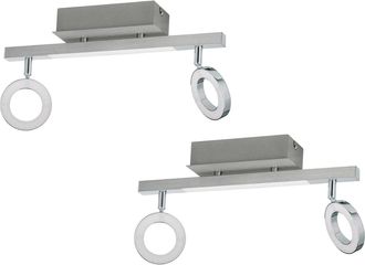 Loops 2 PACK Wall Spot Light Aluminium Chrome Shade Satined Plastic LED 2x3.2W 1x3.3W