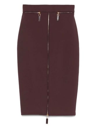 Elisabetta Franchi zip-detail pencil midi skirt - Brown