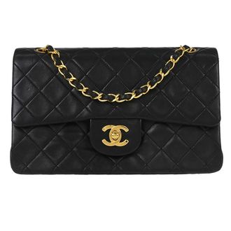 Chanel Timeless - Classic Double Flap Leather Black Leather Handbag (Pre-Owned)