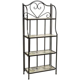 Wanderlust Deco Estanter&iacute;a De Mosaico Y Forja Negra 57x27x133