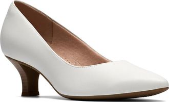 Clarks Kepley Vine High Womens Heels White Leather : 8.5 B - Medium, Leather/Rubber