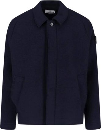 Stone Island Jassen, Heren, Blauw, M, Wol, Lichte jassen