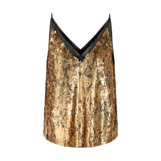 Marc Cain Pailletten Mesh Party Top - Dames - Tops - Geel - Maat: XS