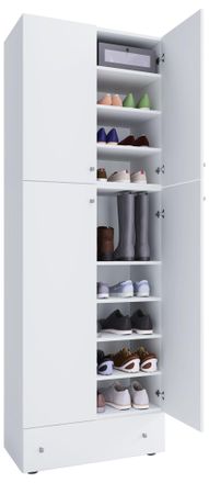 ebuy24 Gabinete De Zapato De Madera Vcm Dimensiones: Al. 200 X An. 70 X T. 39 Cm Gabinete Todo Uso 9 Compartimentos 4 Puertas Giratorias Caj&oacute;n Extra - Lona (
