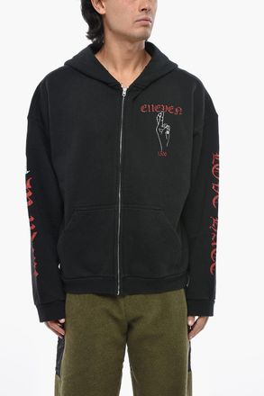 We11done Cotton Sweatshirt with Side Print and Side Zip We11done