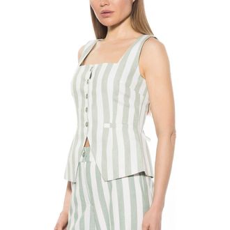 Alexia Admor Adeline Square Neck Vest in Green Stripe at Nordstrom Rack, Size 12