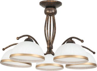 OEM L&aacute;mpara De Techo Negra, Oro Antiguo, Pantalla Blanca, Renos 1-870