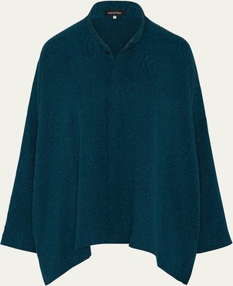 Eskandar Wide Longer-Back Double Stand Collar Shirt (Mid Plus Length)