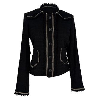 Isabel Marant Etoile Button-Down Tweed Blazer in Black Cotton