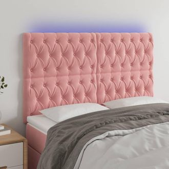 vidaXL Cabecero Con Luces Led Terciopelo Rosa 144x7x118/128 Cm Vidaxl