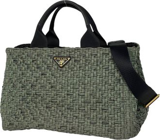 Prada Green Nylon Shoulder Bag Tote Bag (Pre-Owned)