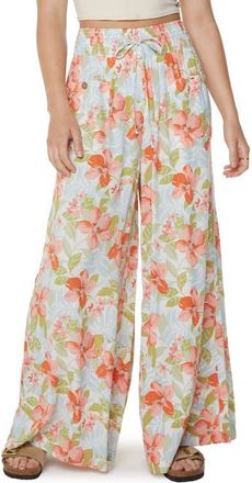Roxy Sunset Daze Wide Leg Pants in Tigerlily Secret Beach Print at Nordstrom, Size Xx-Large